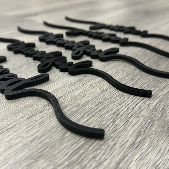 Grateful Thankful Gather Blessed Black Wood Cut Out Table Decor Script Writing - Picture 4 of 16